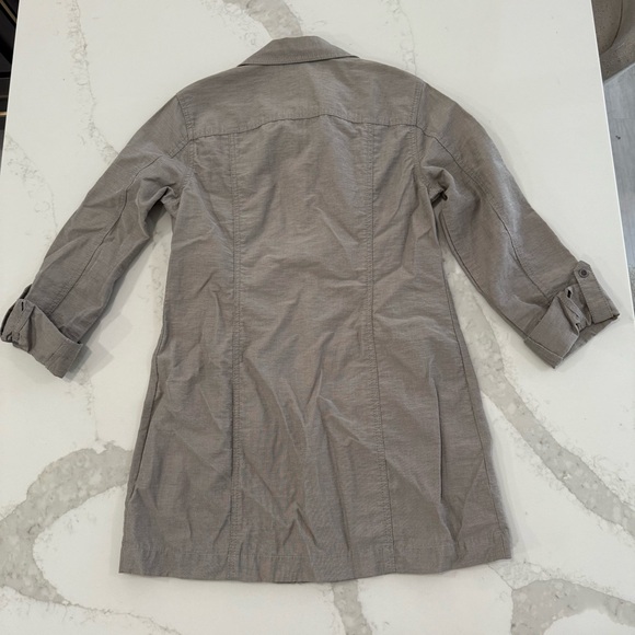 Vintage Chicos Linen Blend Military Style Jacket Womens Size 0 Small Taupe Brown - Picture 7 of 7